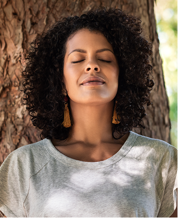 Woman with a satisfied expression